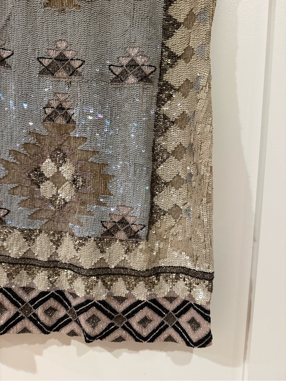 AllSaints Taupe, Gray and Black Beaded Mini Dress - Picture 2 of 3